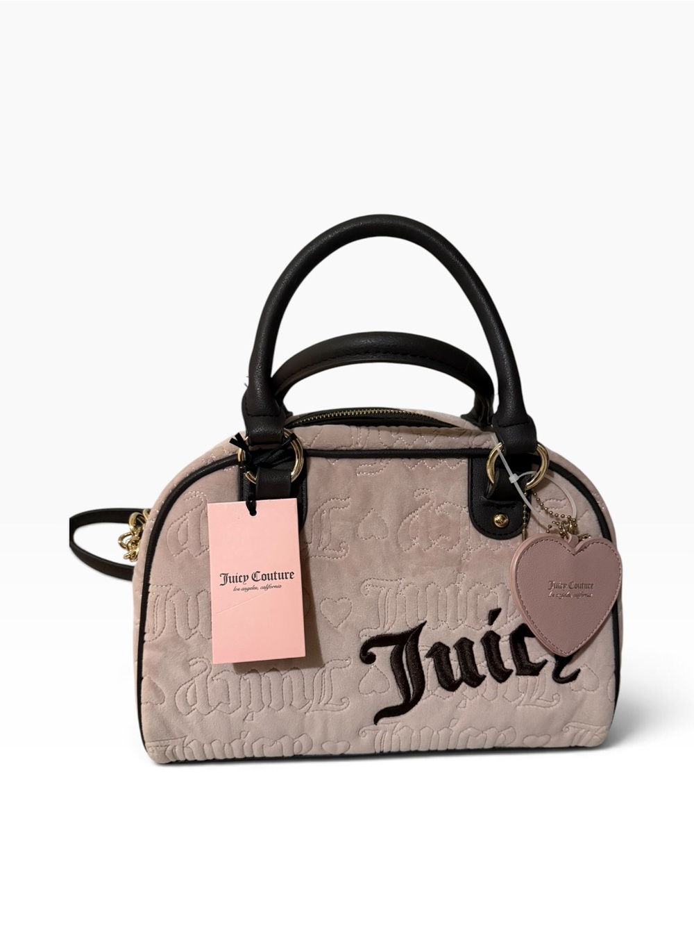 Juicy Couture Pink Quilted Logo Satchel with brown Handles NWT